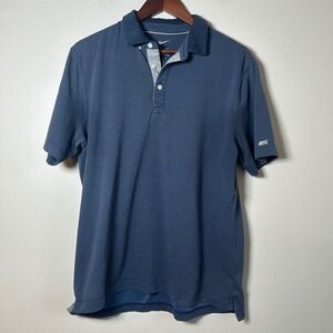Nike Dri Fit Mens Golf Polo Shirt Short Sleeve Blue Houndstooth Size L‎